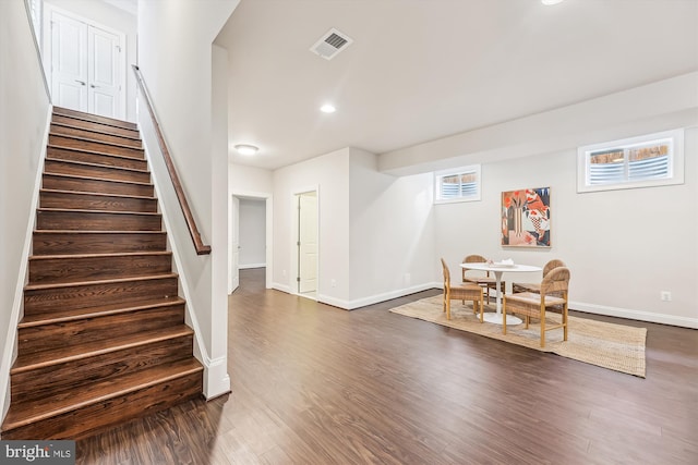 interior space featuring dark wood-type flooring