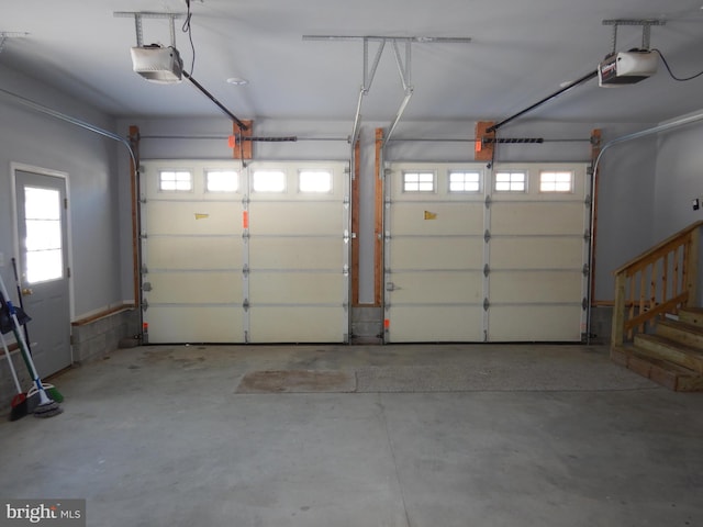 garage with a garage door opener