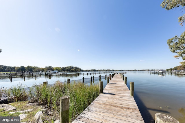 view of dock featuring a water view