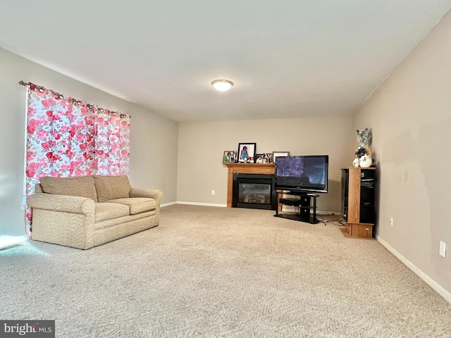 living room featuring carpet flooring