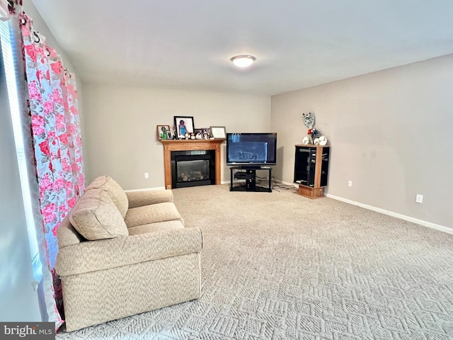 living room with carpet flooring