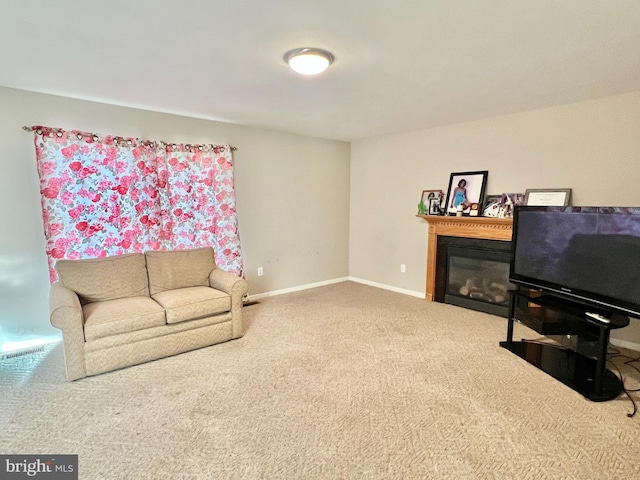 living room with carpet floors