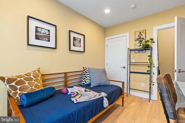 bedroom featuring light hardwood / wood-style flooring