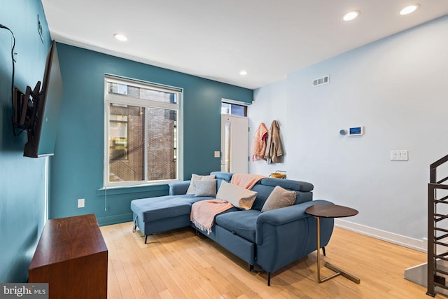 living room featuring light hardwood / wood-style flooring