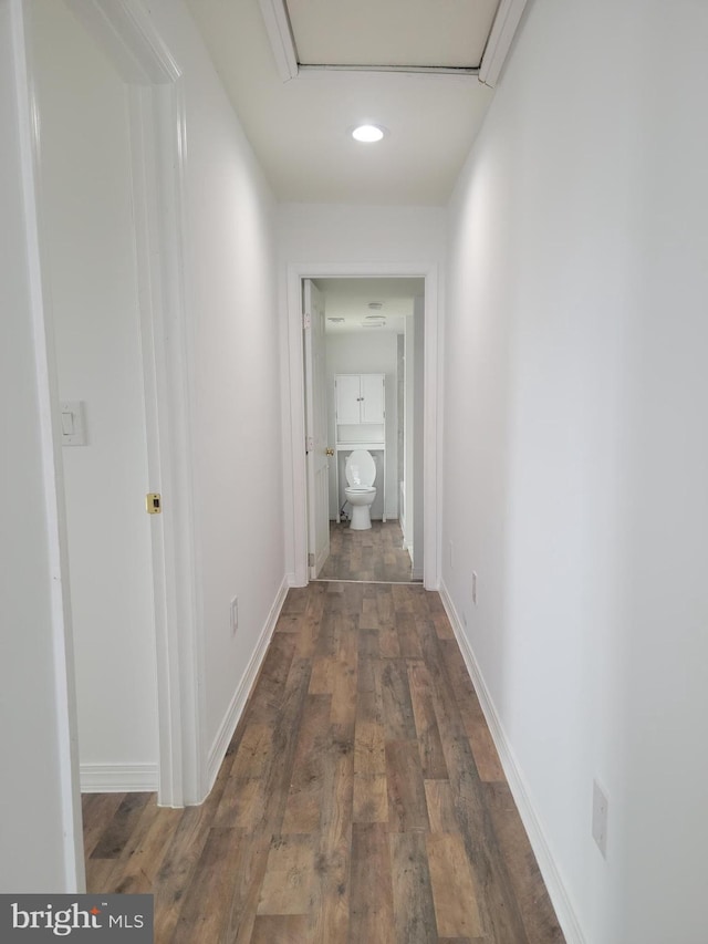 hall featuring dark hardwood / wood-style flooring