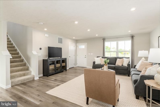 living room featuring light hardwood / wood-style floors