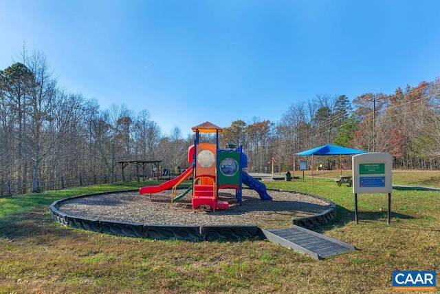 view of play area with a lawn