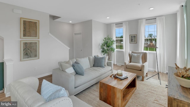 living room featuring light hardwood / wood-style flooring