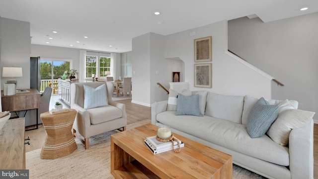 living room featuring light hardwood / wood-style floors