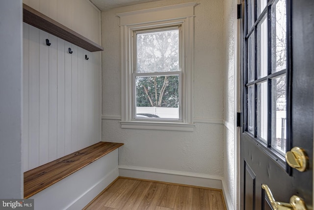 mudroom featuring light hardwood / wood-style flooring