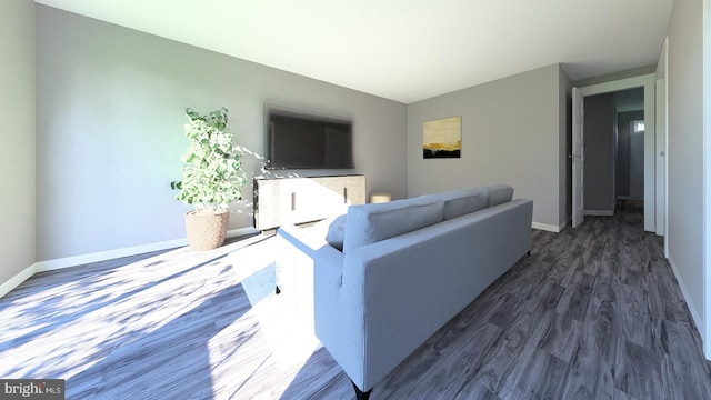 living room featuring dark hardwood / wood-style flooring