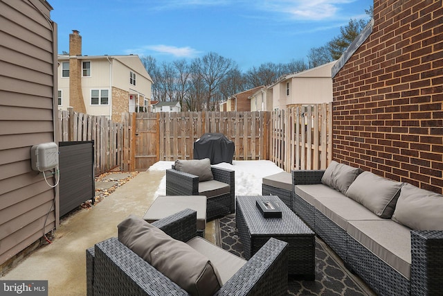 view of patio featuring outdoor lounge area and grilling area