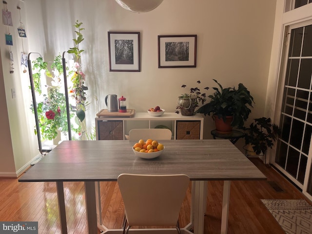 dining space featuring hardwood / wood-style flooring