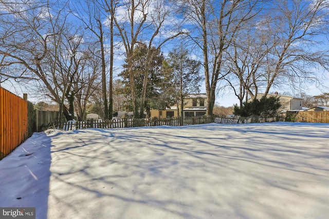 view of yard covered in snow