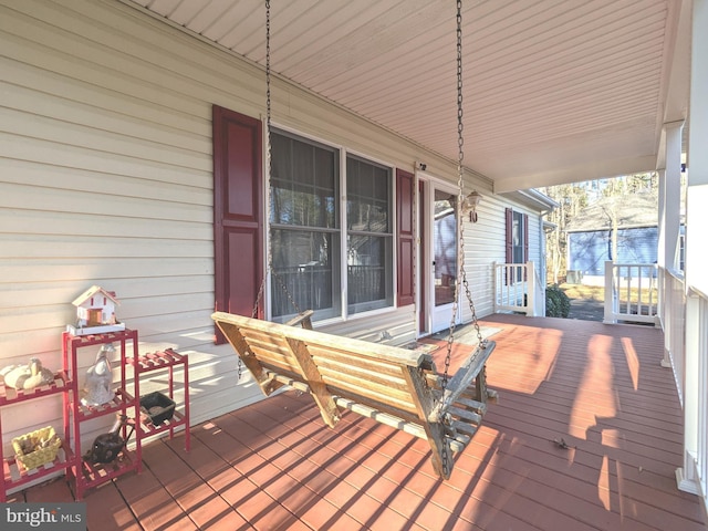 deck with a porch