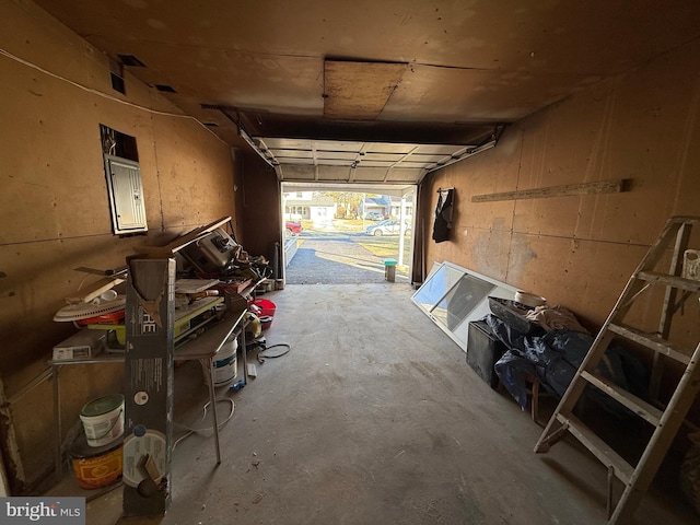 garage with electric panel