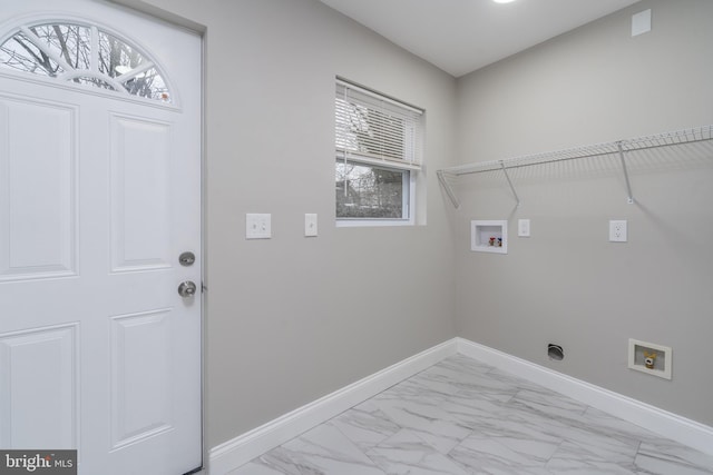 laundry room featuring plenty of natural light, washer hookup, and hookup for an electric dryer