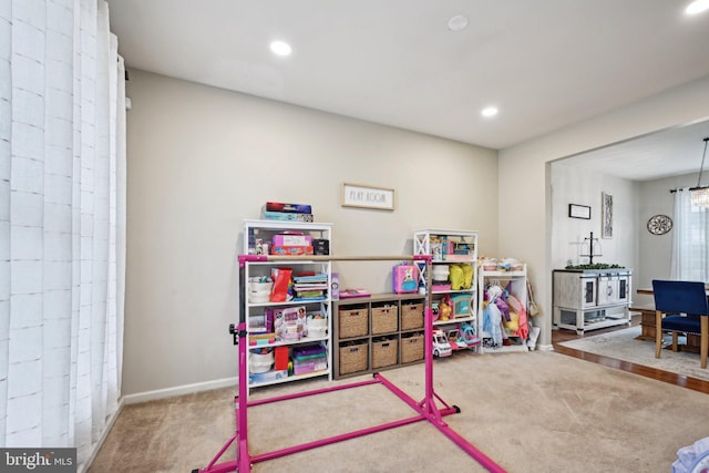 playroom featuring carpet