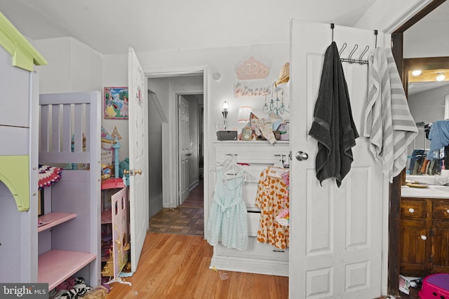 bedroom featuring light wood-type flooring