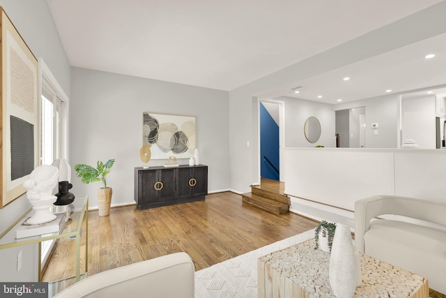 living room with wood-type flooring