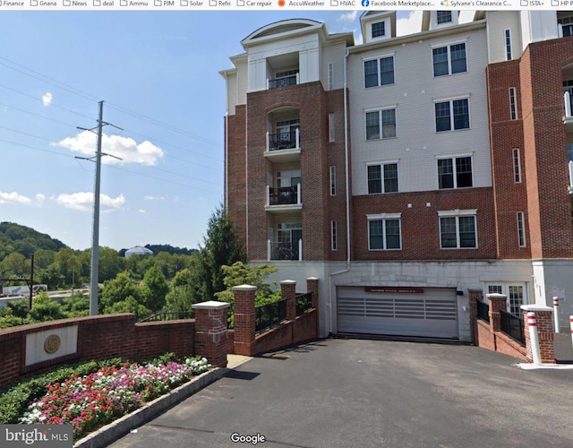 view of building exterior featuring a garage