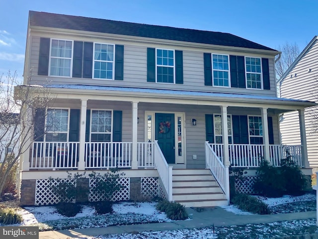 view of front facade featuring covered porch