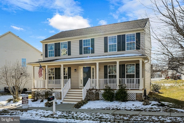 view of front of home featuring covered porch