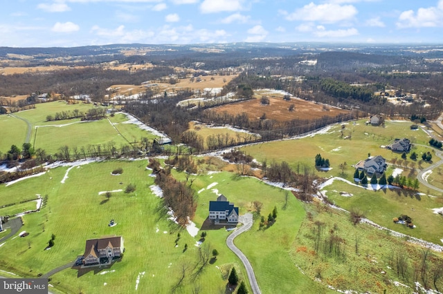 bird's eye view with a rural view