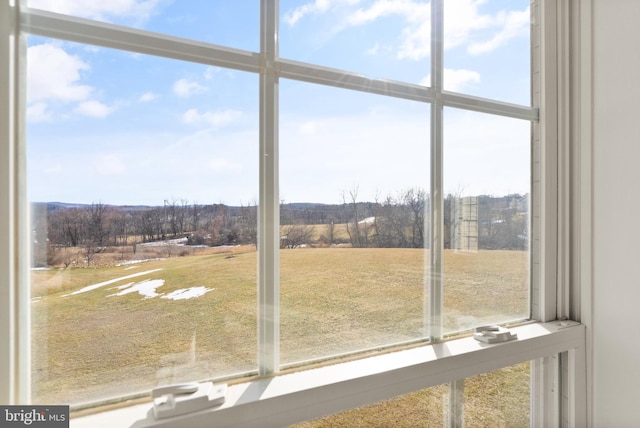 interior space with a rural view