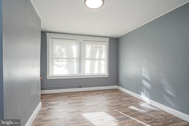 spare room with wood-type flooring