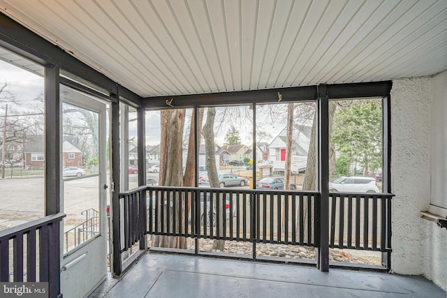 view of unfurnished sunroom