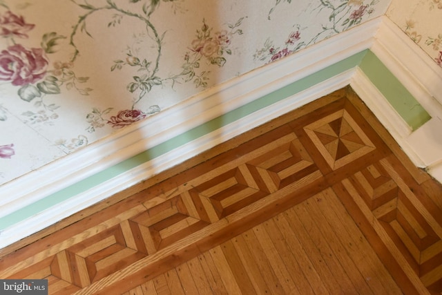 interior details with parquet floors