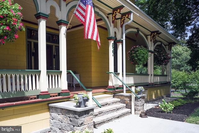 exterior space featuring covered porch