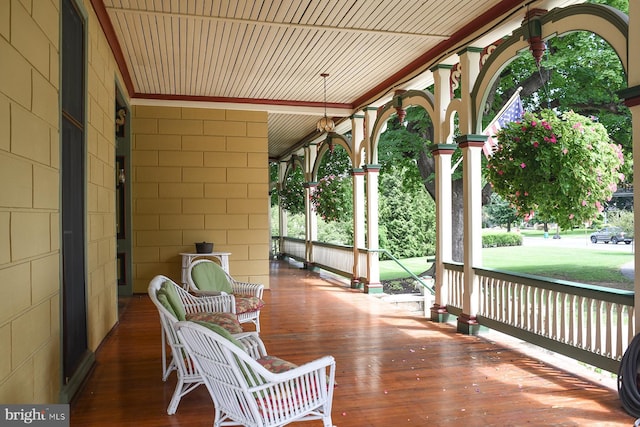 deck featuring a porch