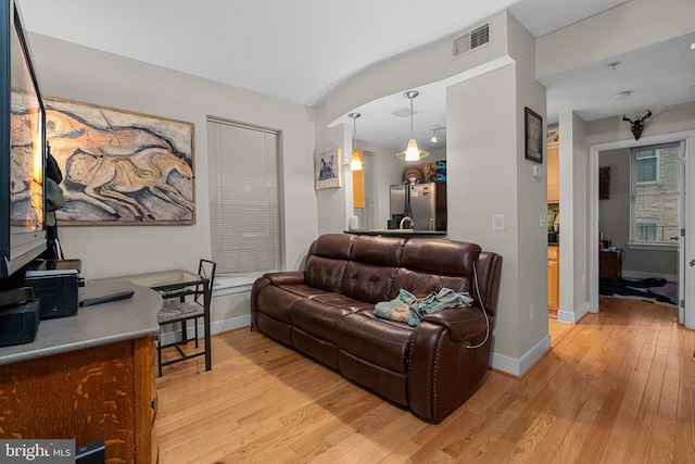 living room with light wood-type flooring