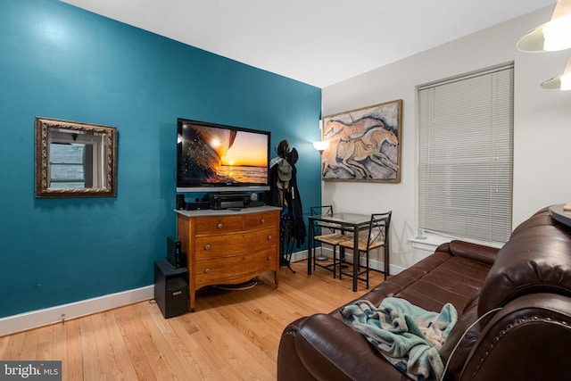 living room with light wood-type flooring