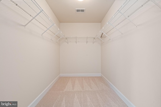 spacious closet with carpet flooring and visible vents