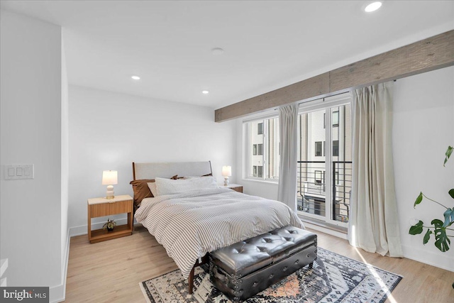 bedroom featuring light hardwood / wood-style floors