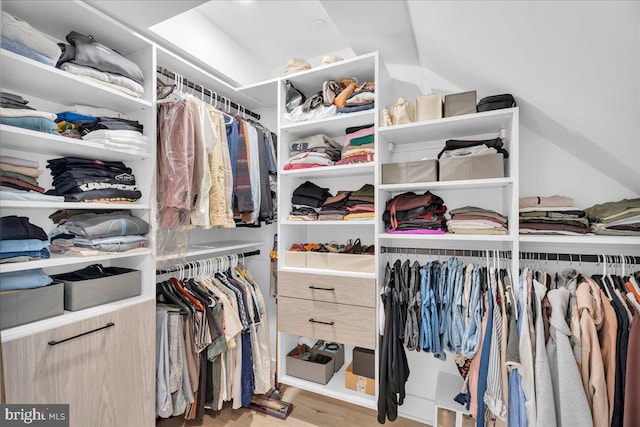 walk in closet featuring light wood-type flooring