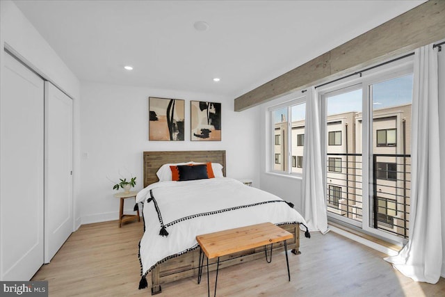 bedroom featuring light hardwood / wood-style flooring