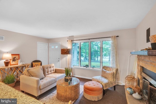 living room with carpet floors