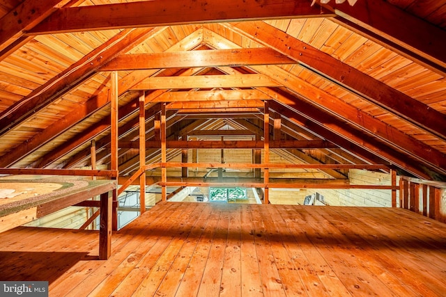 view of unfinished attic