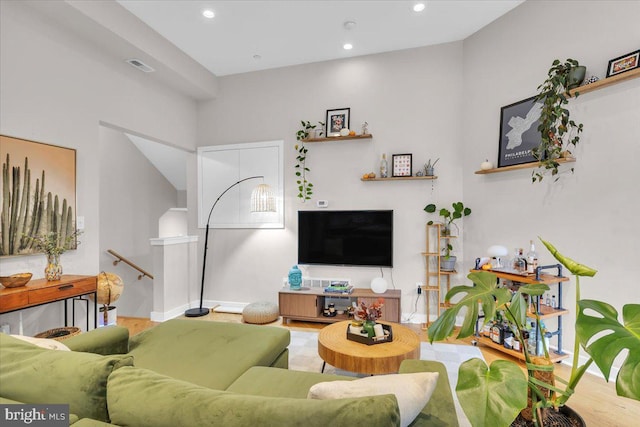 living room featuring hardwood / wood-style flooring