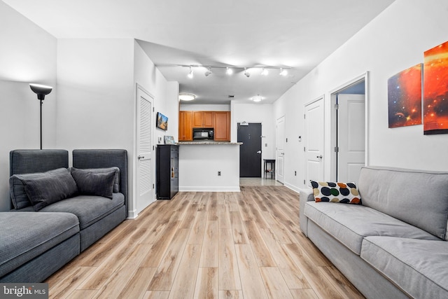 living room with light hardwood / wood-style flooring