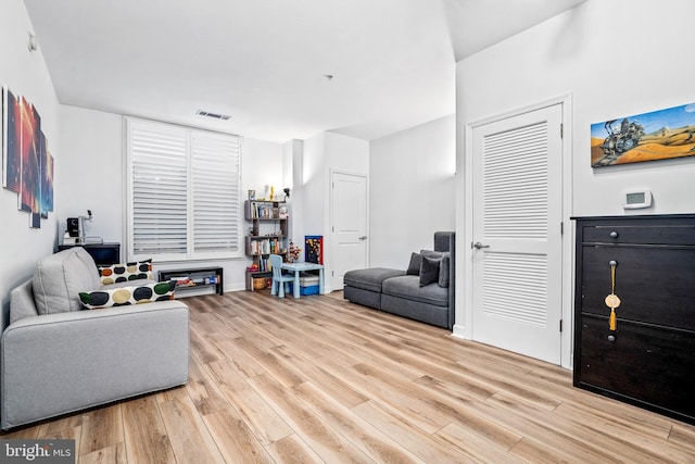 living room with light wood-type flooring