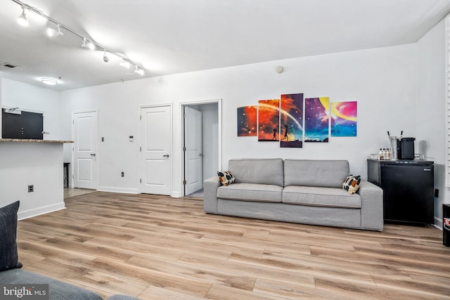 living room with light wood-type flooring