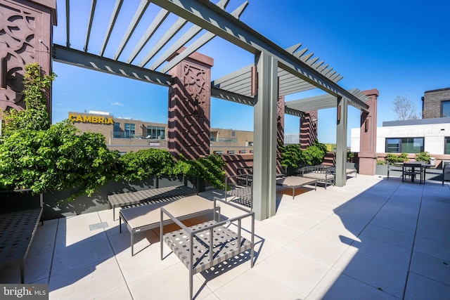 view of patio featuring a pergola