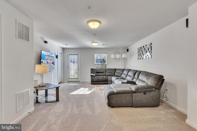 living room with carpet floors