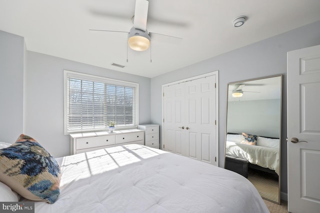 bedroom featuring ceiling fan