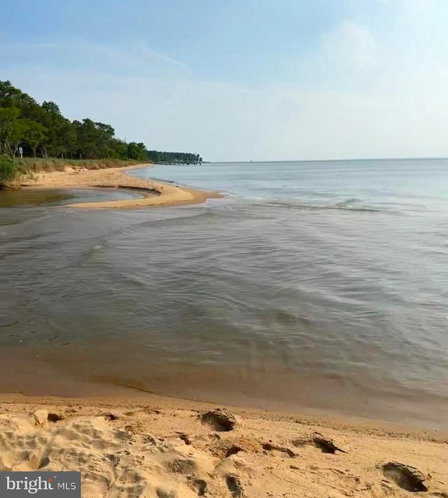 property view of water with a beach view